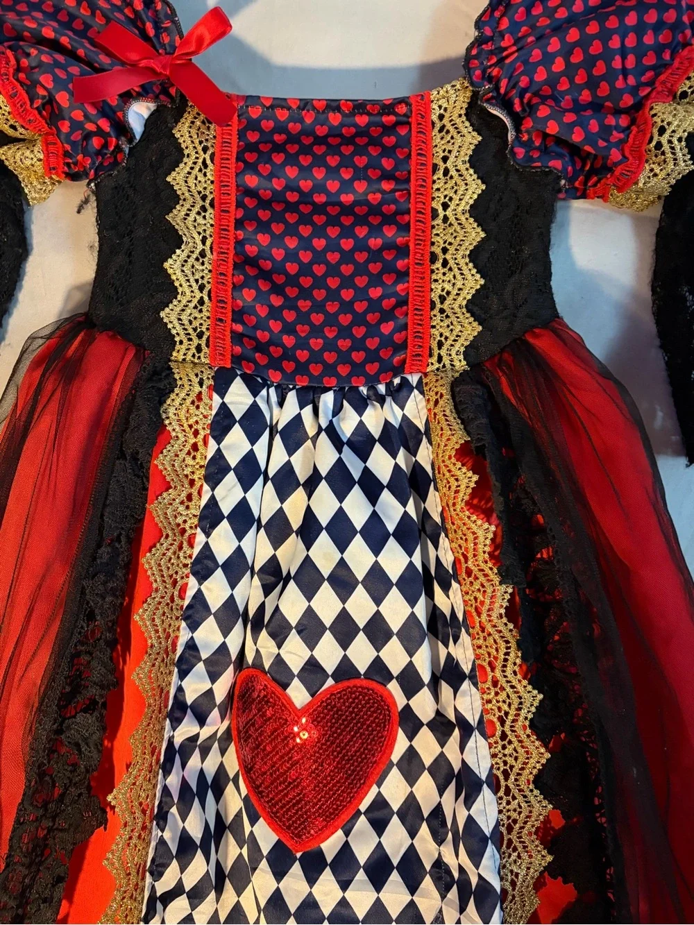 Trish Scully Child Sz 7 Queen Of Hearts Deluxe Costume Dress Red Gown Wonderland